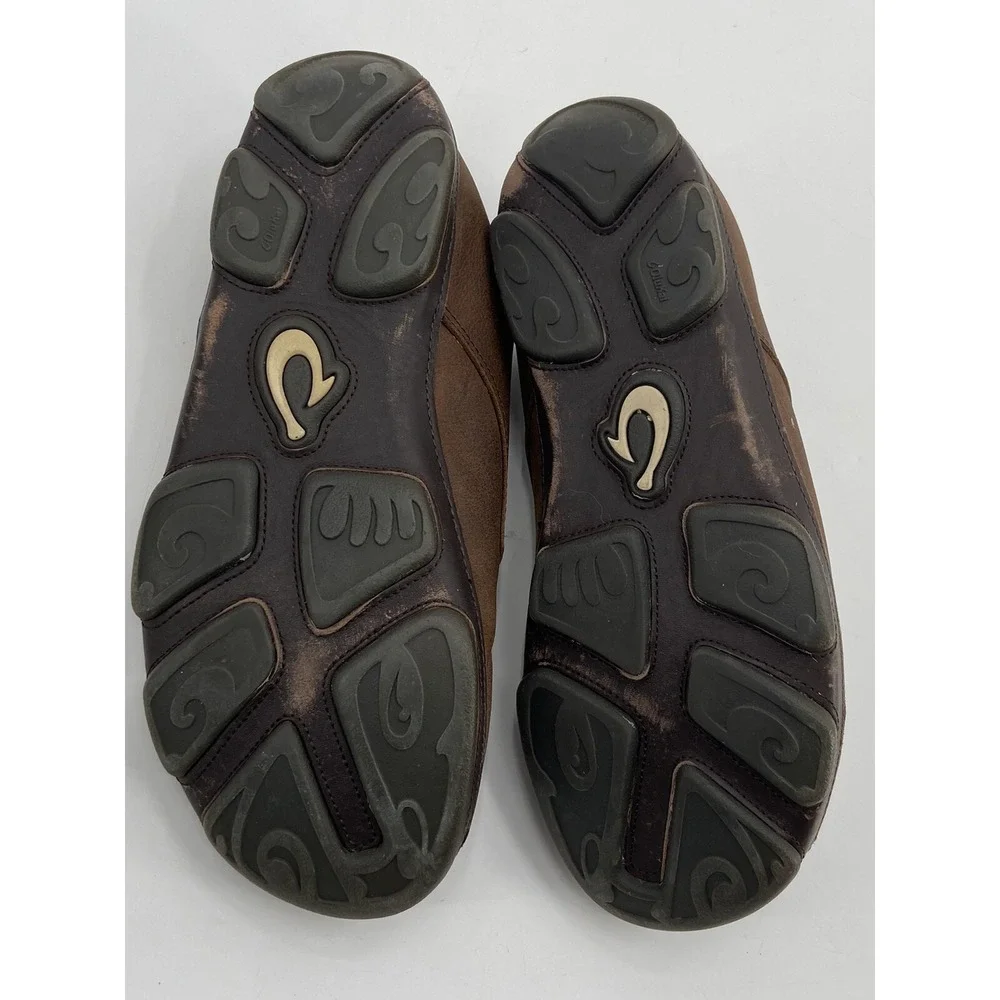 Olukai Shoes Men's‎ Size 8.5M Brown Leather Lace Tie Hamakua Poko